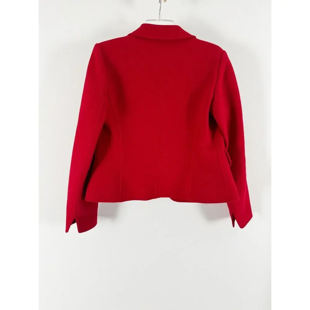 Red Wool Jacket Blazer Womens 6 Classic Fitted Feminine Elegant Ellen Tracy - Picture 2 of 8